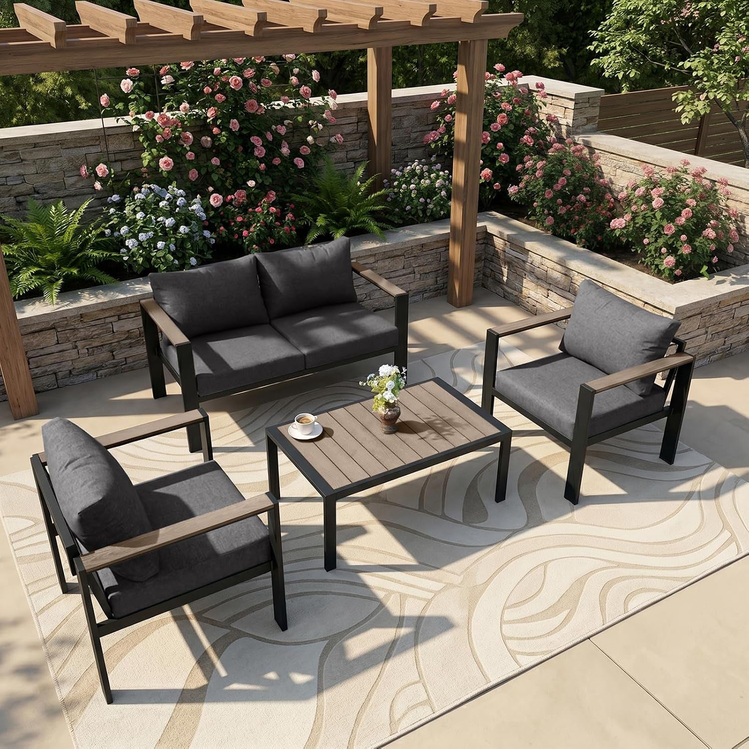 Dark Gray Aluminum Outdoor Patio Furniture Collection - Image 2