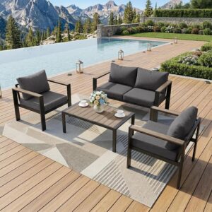 Dark Gray Aluminum Outdoor Patio Furniture Collection