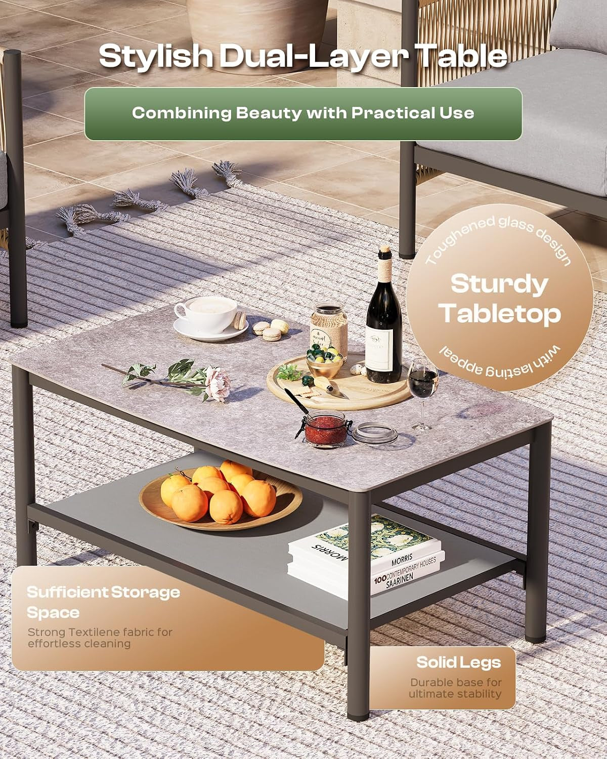 5 Piece Aluminum Outdoor Furniture Conversation Set - Image 5