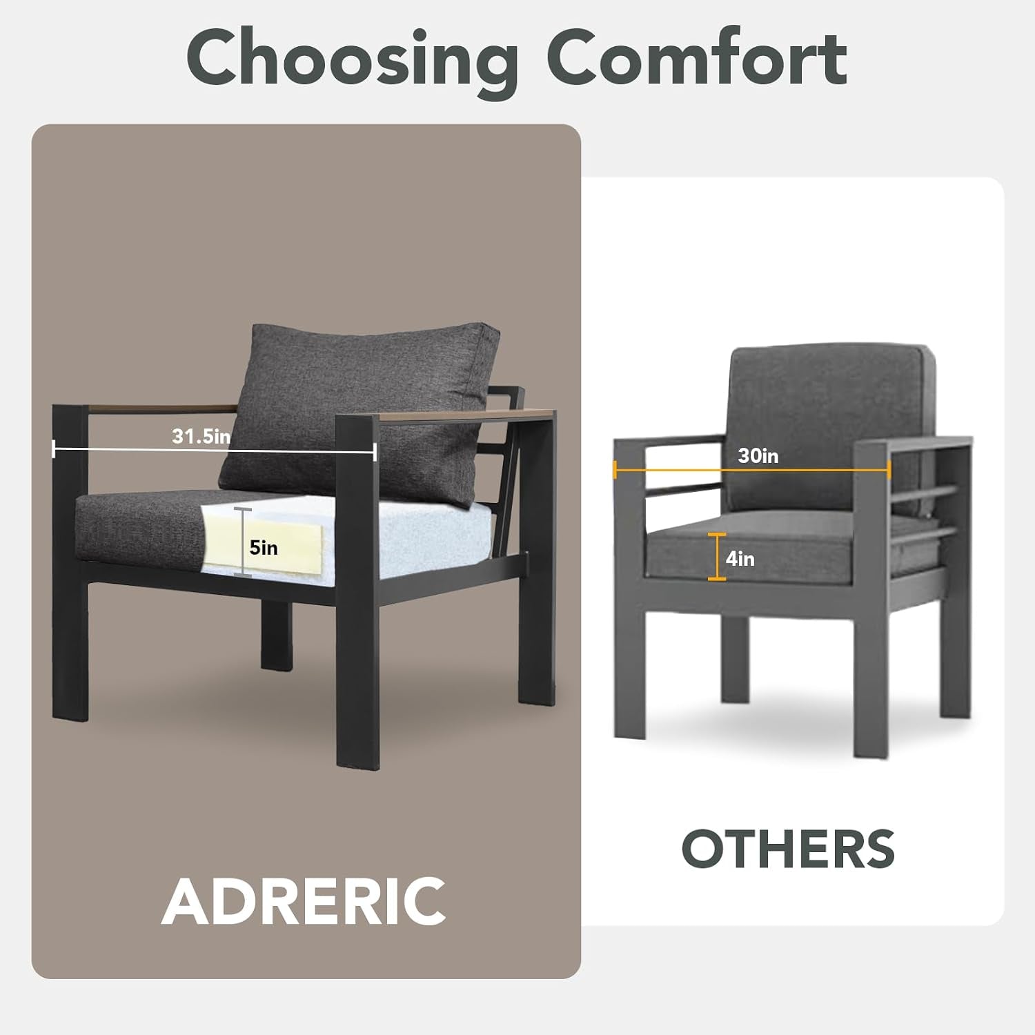 Dark Gray Aluminum Outdoor Patio Furniture Collection - Image 3