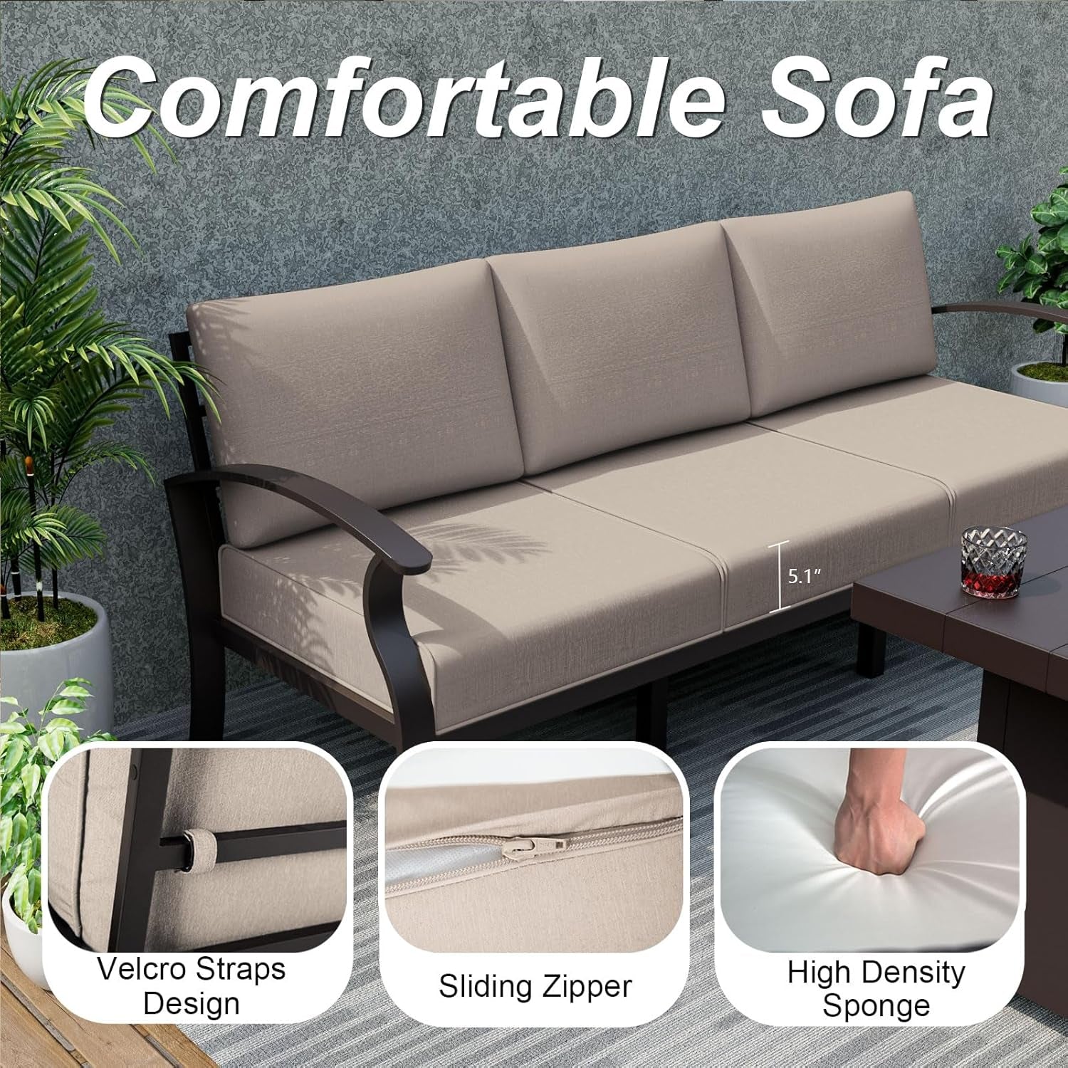 Five Seat Aluminum Outdoor Sectional Furniture Set - Image 4