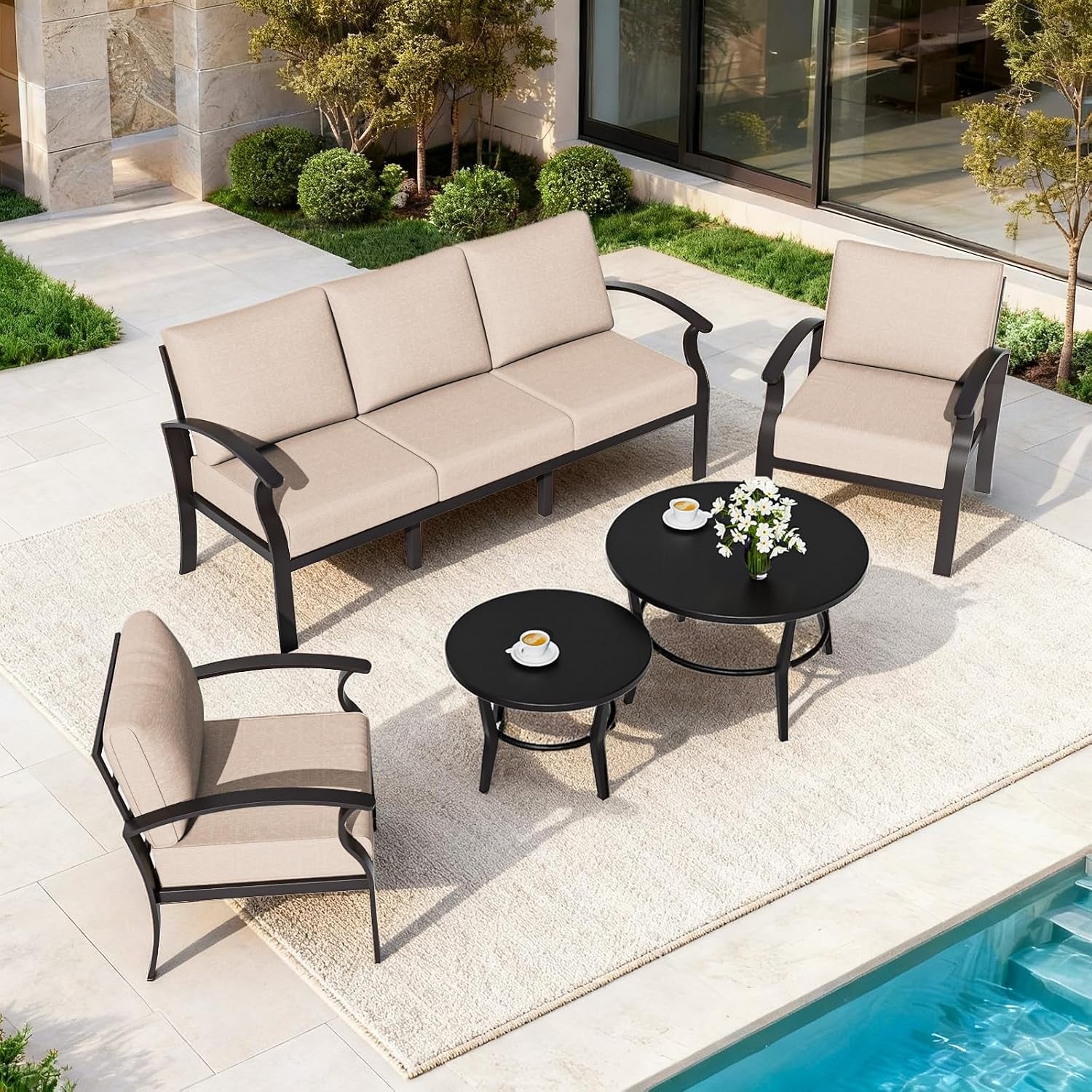 Five Seat Aluminum Outdoor Sectional Furniture Set - Image 2