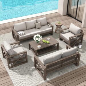 Aluminum Outdoor Patio Furniture Set Beige Cushions