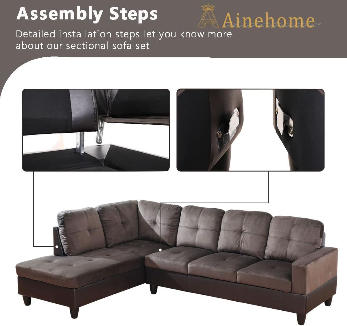 Two Piece Sectional Sofa Set L Shape Brown Living Room Furniture Collection For Modern Home Decor And Comfort - Image 5