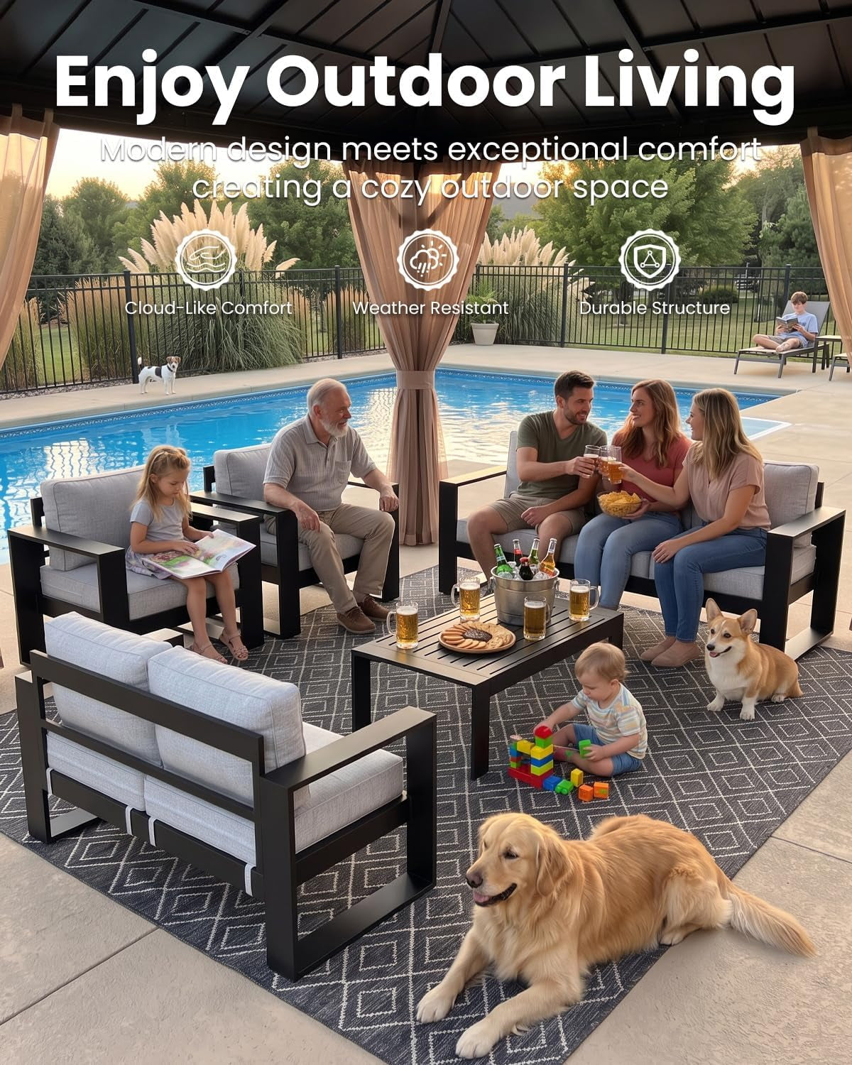 Five Piece Rustproof Aluminum Patio Furniture Set - Image 2