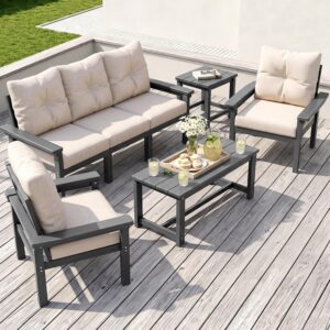 HDPE Outdoor Patio Conversation Furniture Set Cushions