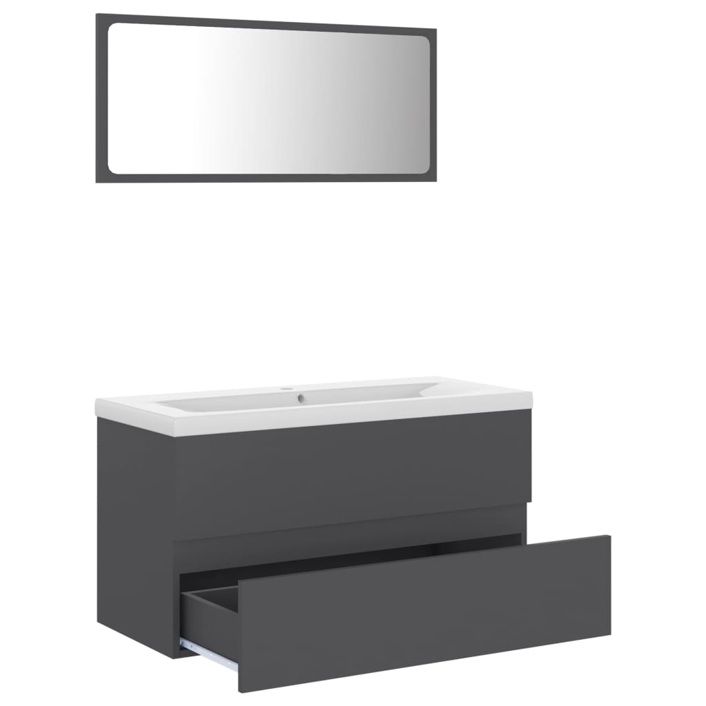 NNEVL Bathroom Furniture Set Grey Chipboard - Image 5