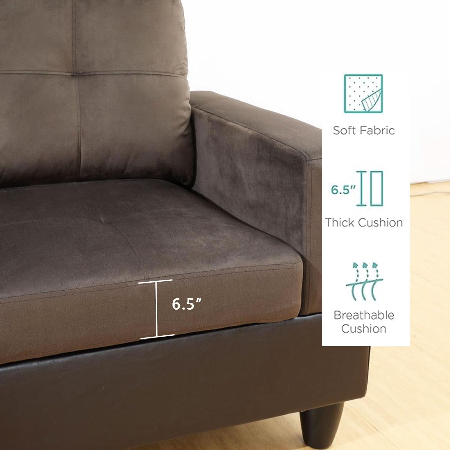 Two Piece Sectional Sofa Set L Shape Brown Living Room Furniture Collection For Modern Home Decor And Comfort - Image 3