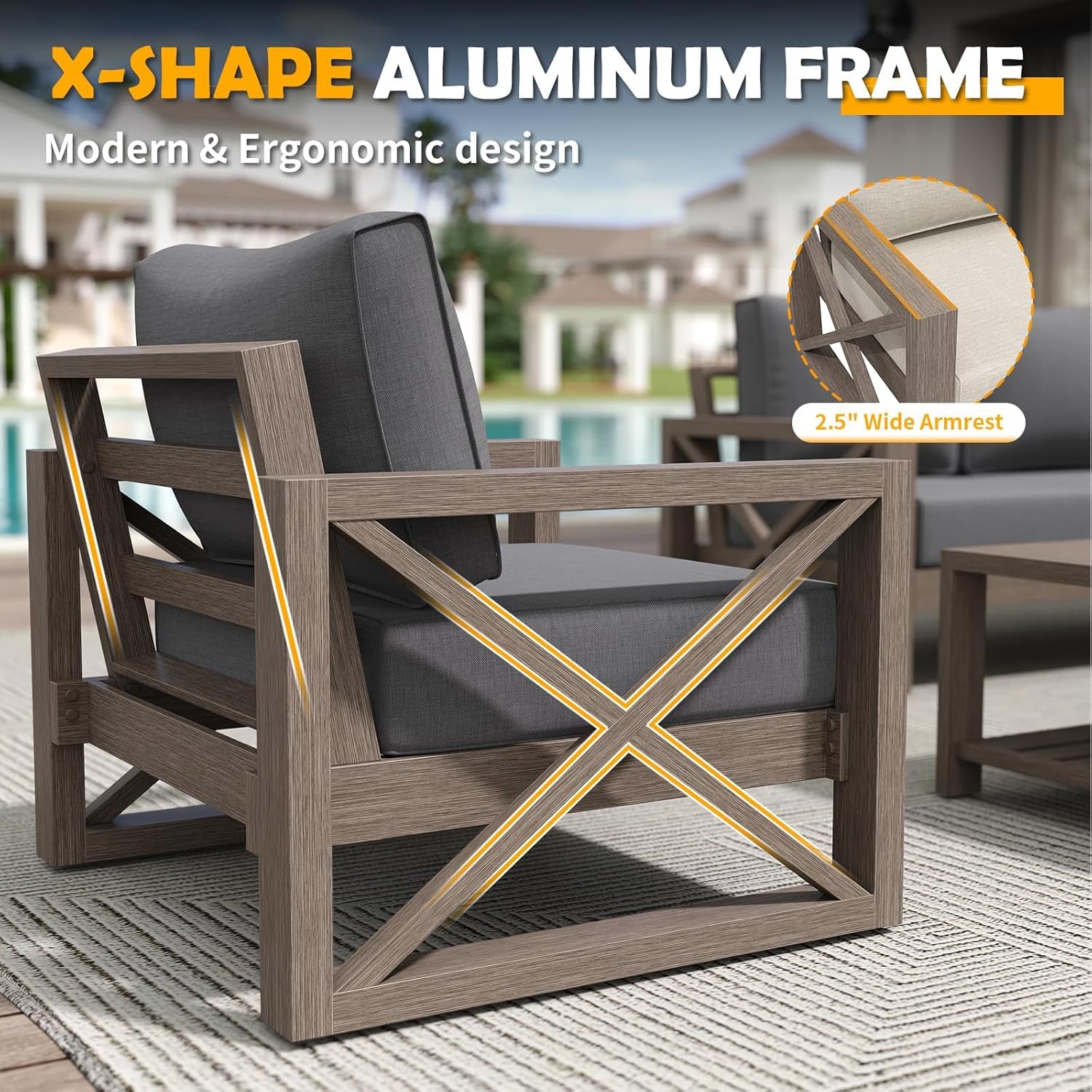 Aluminum Patio Furniture Set With Cushions Outdoor Furniture - Image 2