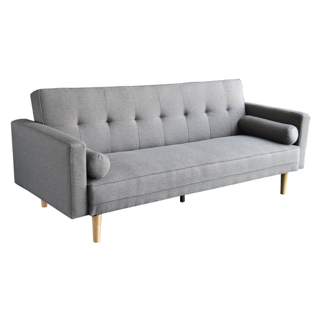 NNEDSZ Sarantino Madison Sofa Bed Lounge Couch Futon Furniture Home Light Grey Linen Suite