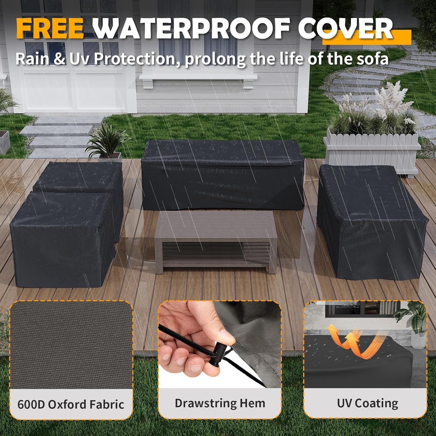 Aluminum Outdoor Patio Furniture Set Beige Cushions - Image 5