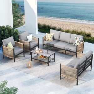 5 Piece Aluminum Outdoor Furniture Conversation Set